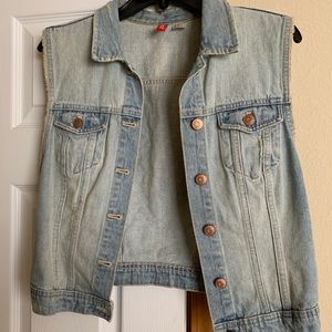 light wash denim vest